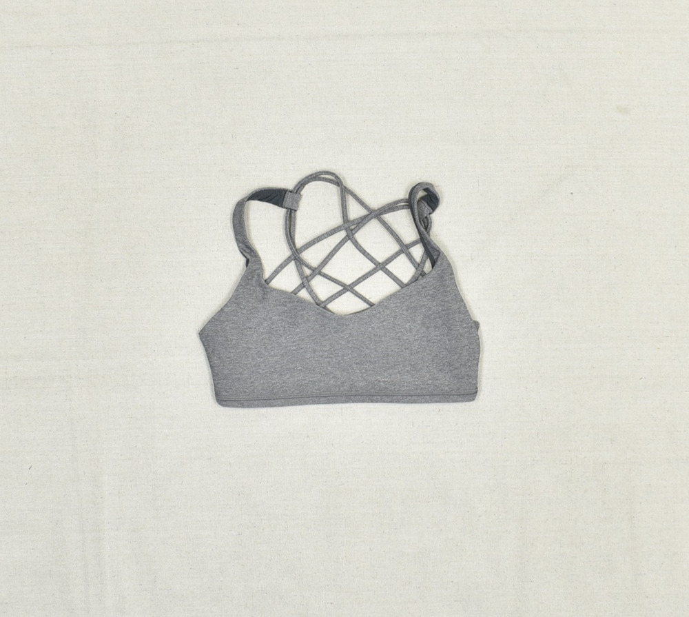 Lululemon Women Sport Bra Crew Neck Solid Top Polyester Gray Size 4 Gym Workout - Picture 1 of 8